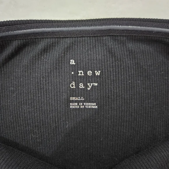 A New Day Ribbed Tube Bubble Mini Dress in Black & Cream White Women's Size S - Picture 3 of 3